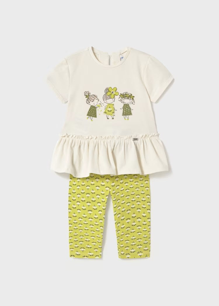 طقم ليجنز وتيشيرت مكشكش للأطفال ر.ف. 25-01735-029