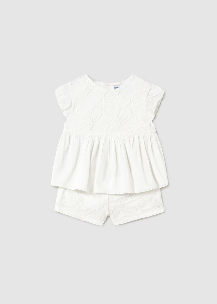 Baby shorts and embroidered tulle blouse set Ref.  25-01261-026