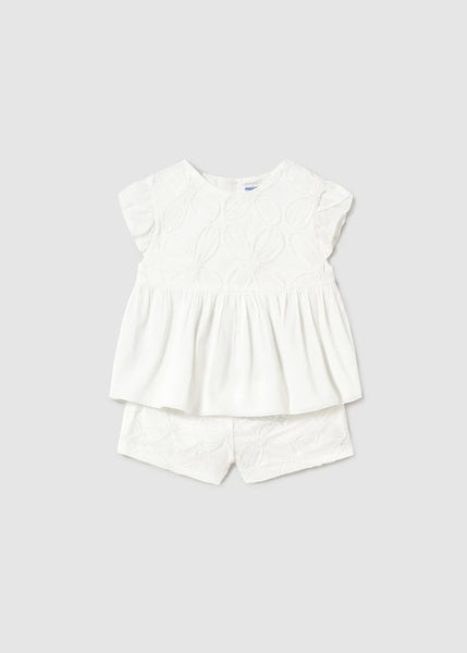 Baby shorts and embroidered tulle blouse set Ref.  25-01261-026