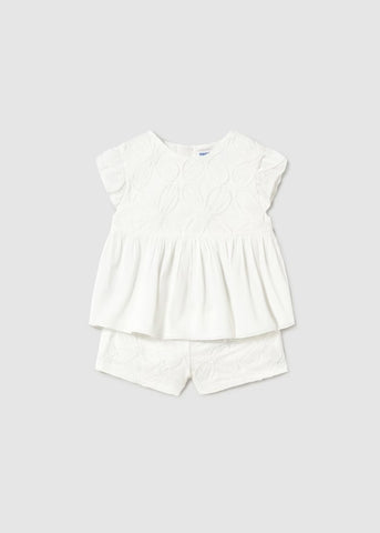 Baby shorts and embroidered tulle blouse set Ref.  25-01261-026