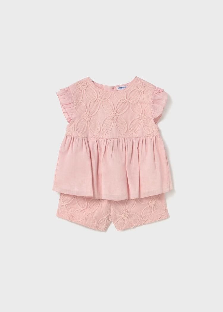 Baby shorts and embroidered tulle blouse set Ref.  25-01261-026