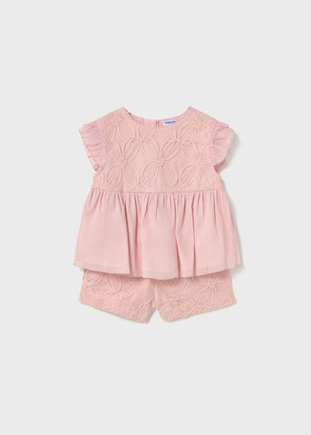 Baby shorts and embroidered tulle blouse set Ref.  25-01261-026