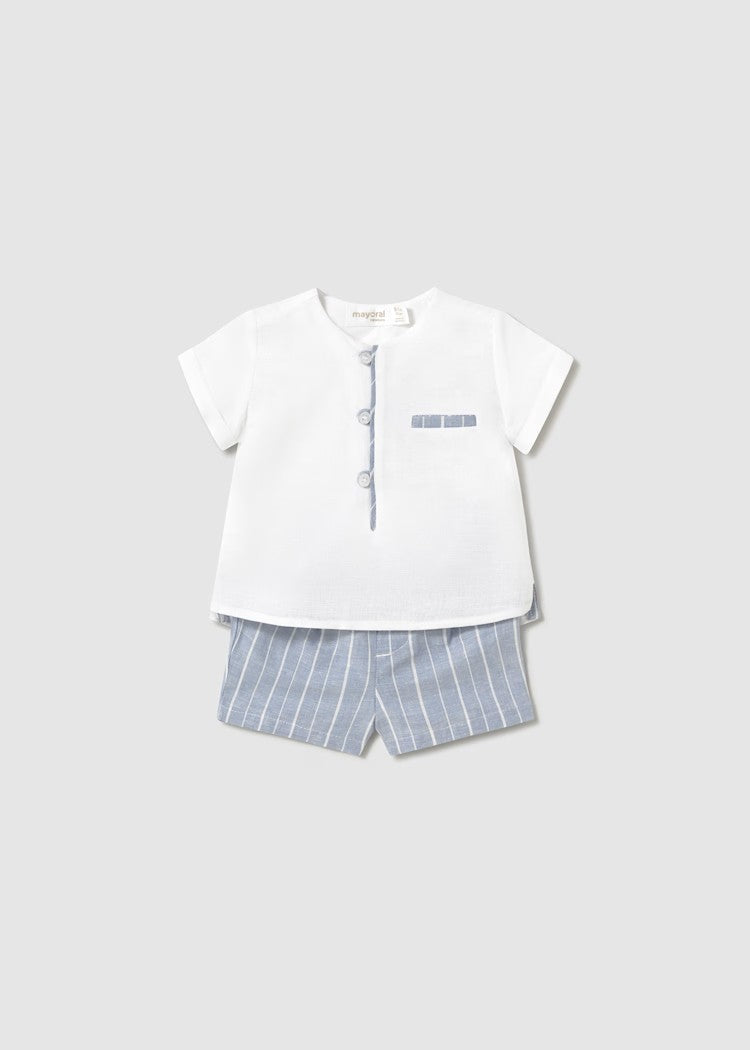 Newborn linen shorts and shirt set Ref.  25-01211-059
