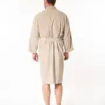 Soft Men's Kimono Collar Bathrobe - BEIGE