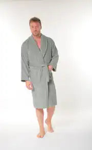 Soft Men's Shawl Collar Bathrobe - Gray