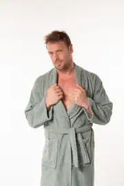 Soft Men's Shawl Collar Bathrobe - Gray