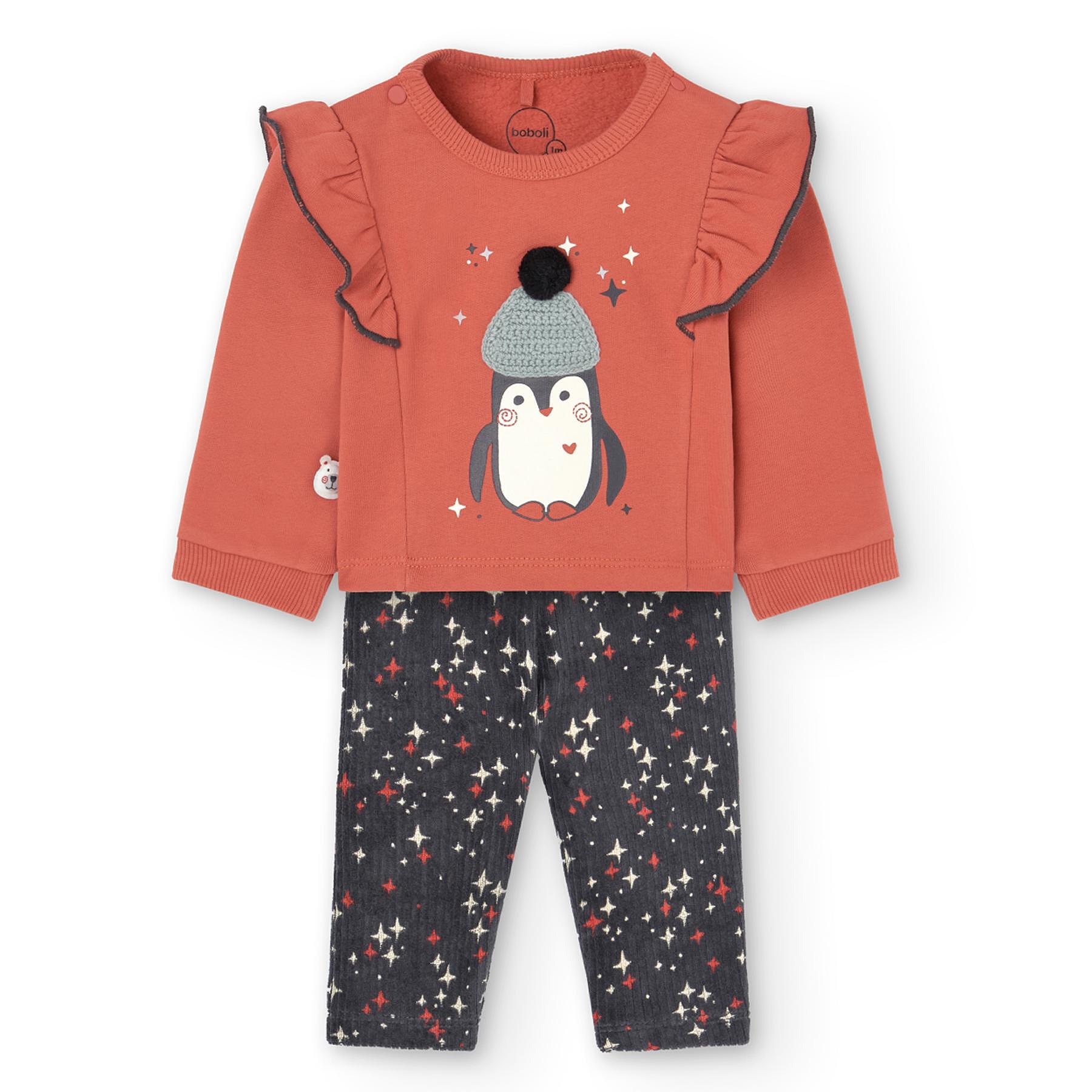 BABY SET BOBOLI BLOUSE+PANTS PENGUIN 149048