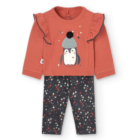 BABY SET BOBOLI BLOUSE+PANTS PENGUIN 149048