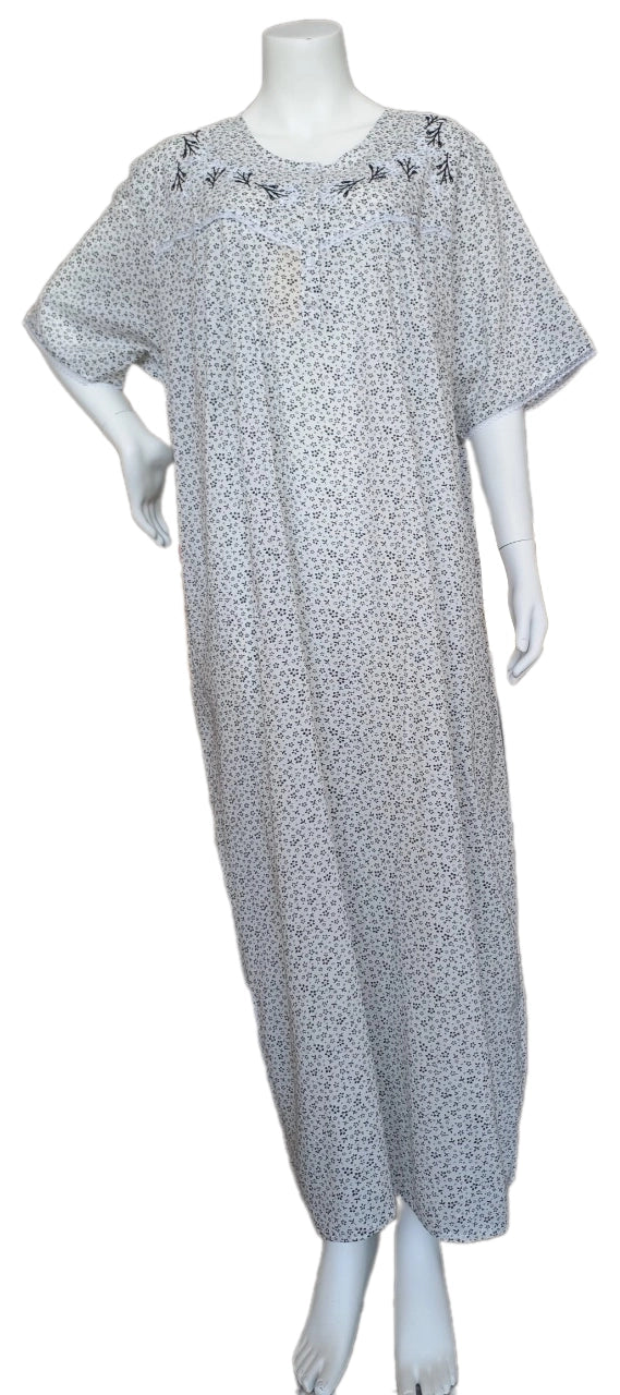 Women's long, short-sleeved cotton dress 25-35-A-1