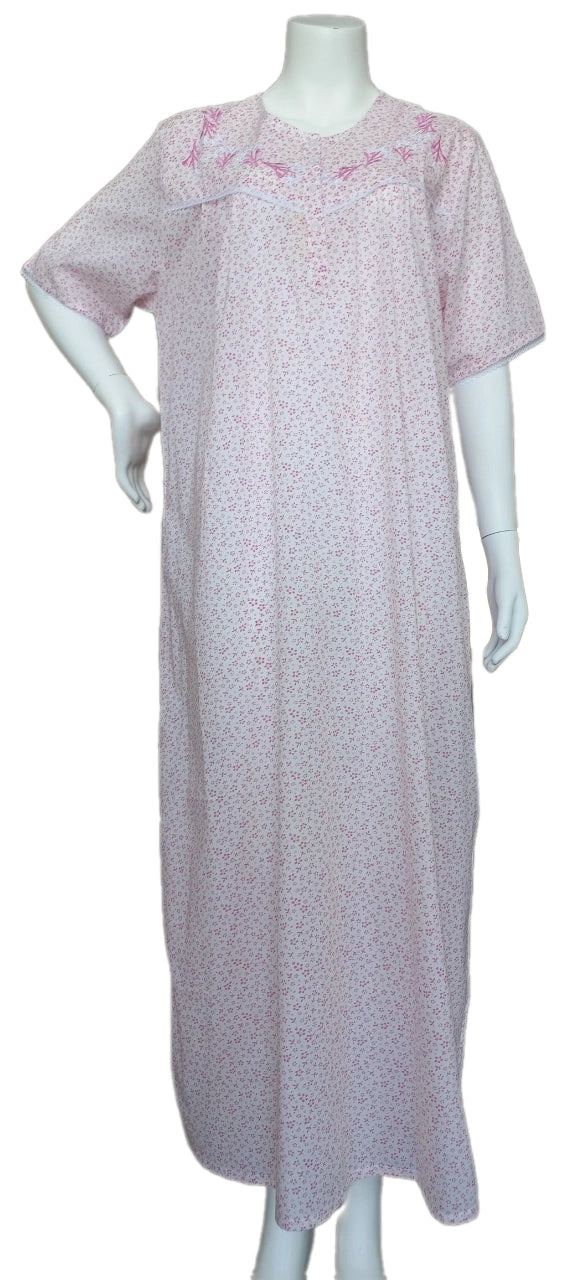 Women's long, short-sleeved cotton dress 25-35-A-3