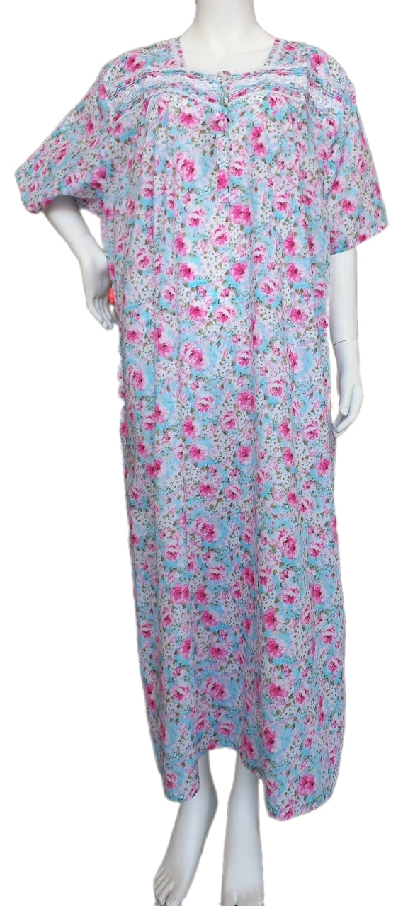 Women's long, short-sleeved cotton dress 25-36-A-2