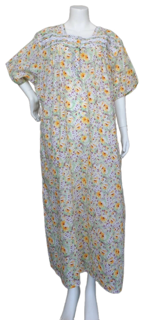 Women's long, short-sleeved cotton dress 25-36-A-3