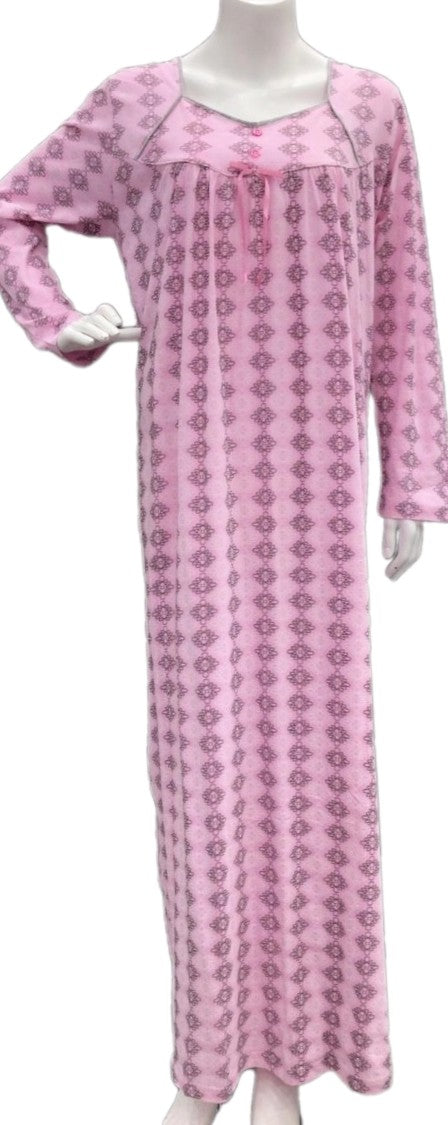 Women's long-sleeved cotton dress PINK 1515