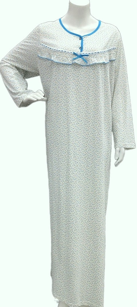 Women's long-sleeved cotton dress light blue 1092