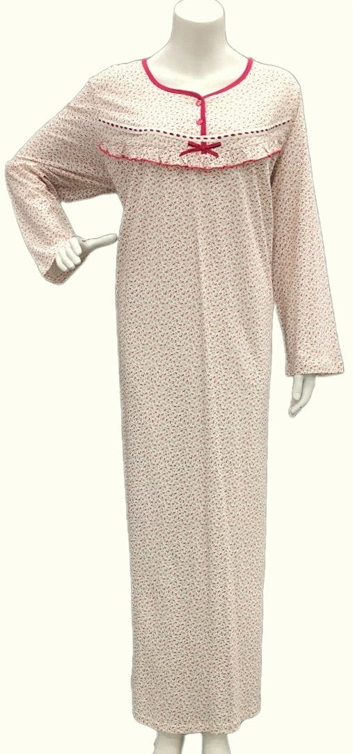 Women's long-sleeved cotton dress FUSHIA 1092