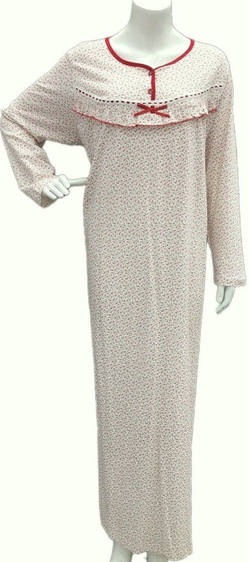 Women's long-sleeved cotton dress  RED 1092