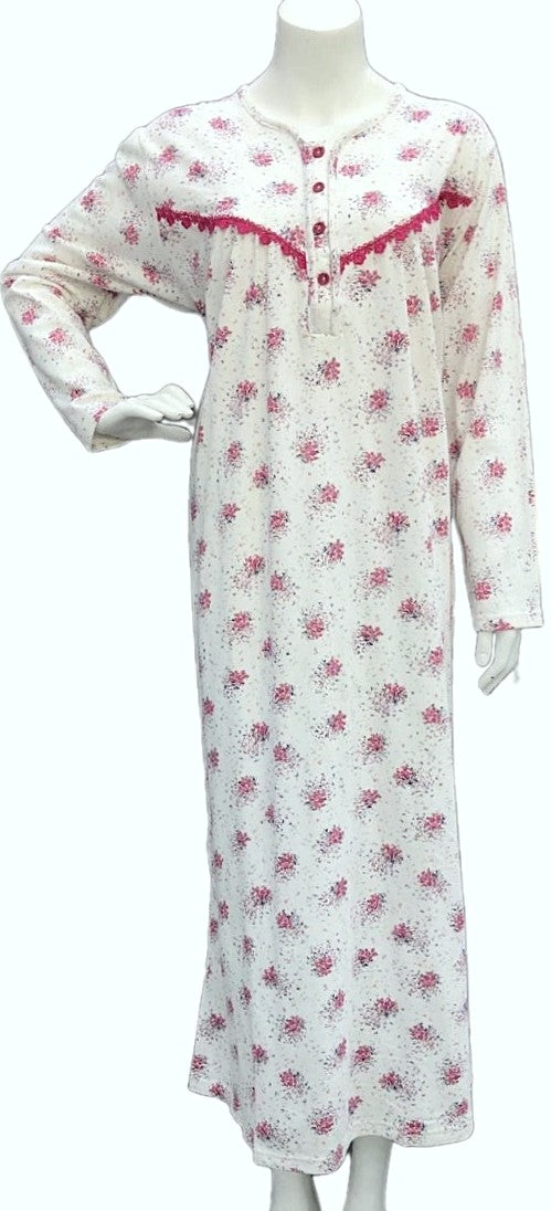 Women's long-sleeved cotton dress PINK 624