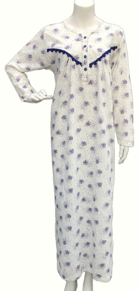 Women's long-sleeved cotton dress BLUE 624