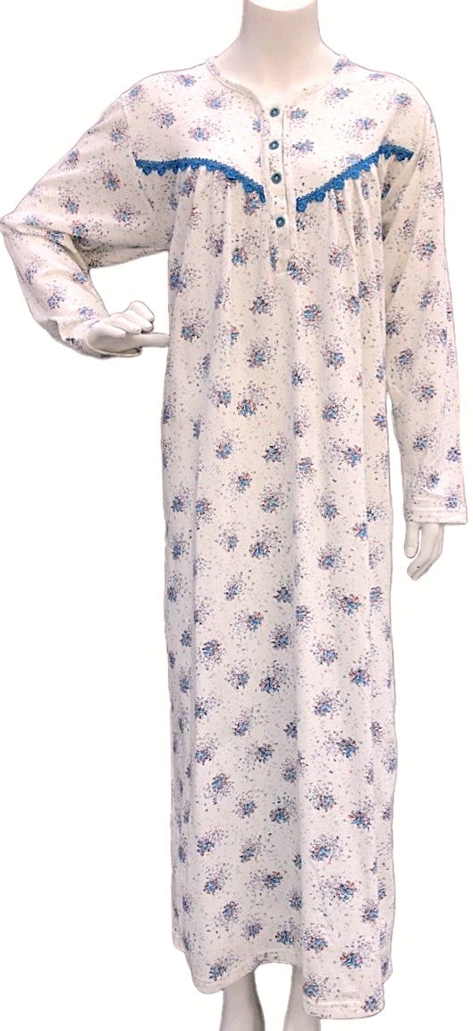 Women's long-sleeved cotton dress LIGHT BLUE 624