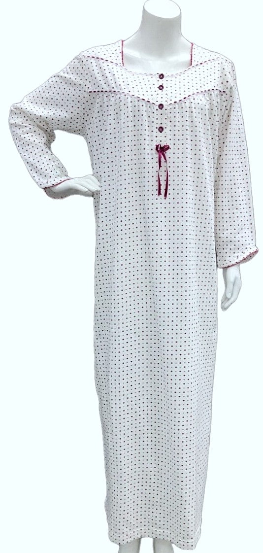 Women's long-sleeved cotton dress MAROON (Flower Printed) 133
