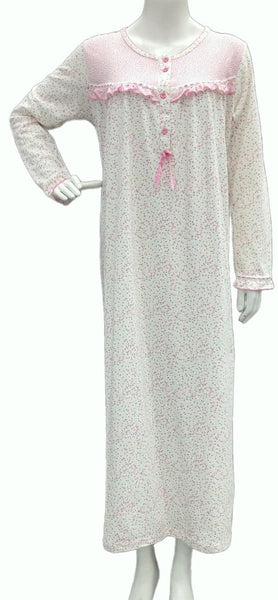 Women's long-sleeved cotton dress PINK 110