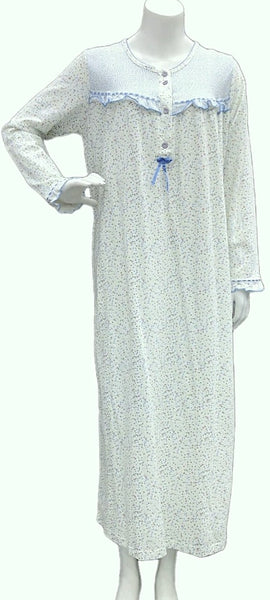 Women's long-sleeved cotton dress BLUE 110
