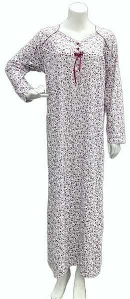 Women's long-sleeved cotton dress MAROON 134