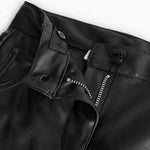 BOBOLI Solid Color Faux Leather Palazzo Pants in Black for Girls729121