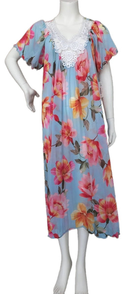 GREEN Floral Satin Ballet Nightgown(SHORT)6536