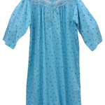 Long-sleeved dress in lightweight pure cotton with lace and front buttons 25-01-B-2