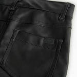 BOBOLI Solid Color Faux Leather Palazzo Pants in Black for Girls729121