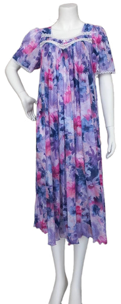 Floral Satin Ballet Nightgown(MIDI) 7030