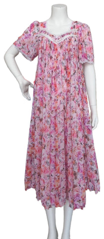 PINK Floral Satin Ballet Nightgown(LONG) 9030