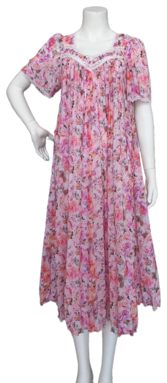 PINK Floral Satin Ballet Nightgown(SHORT) 6030