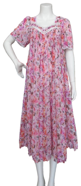 PINK Floral Satin Ballet Nightgown(SHORT) 6030