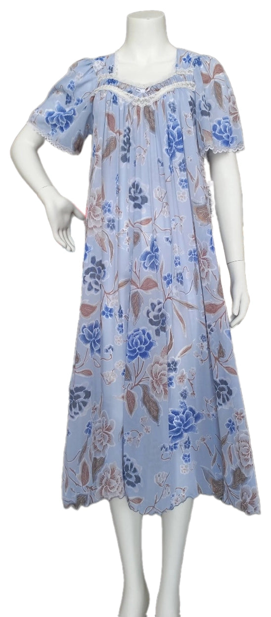 GRAY Floral Satin Ballet Nightgown(SHORT) 6030