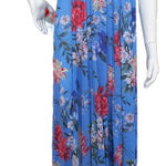 BLUE Floral Satin Ballet Nightgown(SHORT) 6031