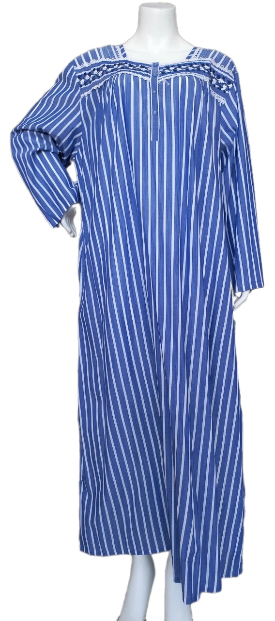 Women's striped long-sleeved cotton dress 25-20-B-1
