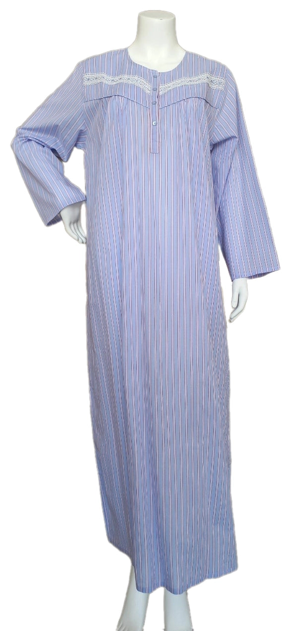 Women's striped long-sleeved cotton dress 25-19-B-2