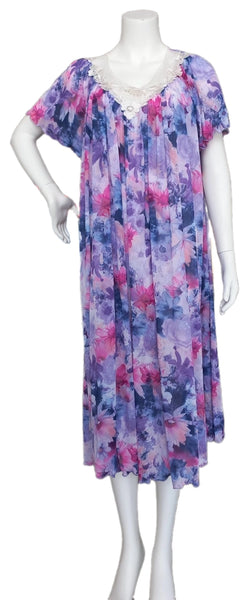 VIOLET Floral Satin Ballet Nightgown(SHORT)6031