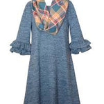 Bonnie Jean Quarter Double Bell Sleeve Knit Dress with Scarf Set Girls 10547