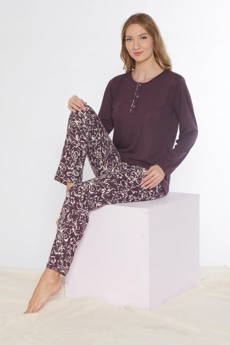 DOWRY LONG SLEEVE PAJAMAS SET VIOLET 09-240