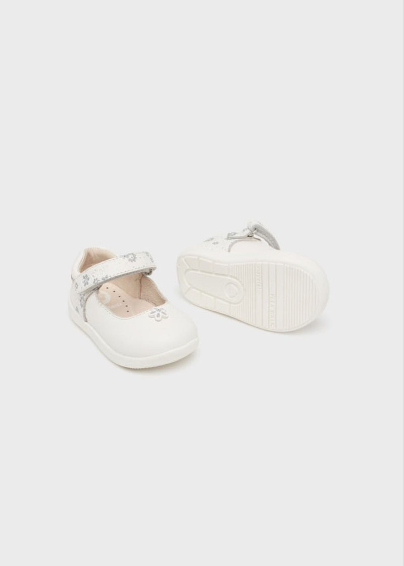 حذاء MAYORAL SHOES جلد ماري جين للأطفال 41420-043 أبيض/فضي