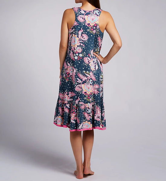 Ellen Tracy Jersey Floral Sleeveless Midi Gown w/ Soft Bra 8125649-380