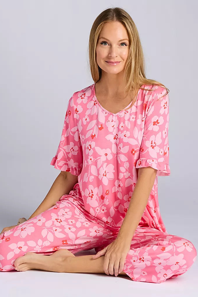 Short Sleeve PJ Set With Cropped Pant N70027