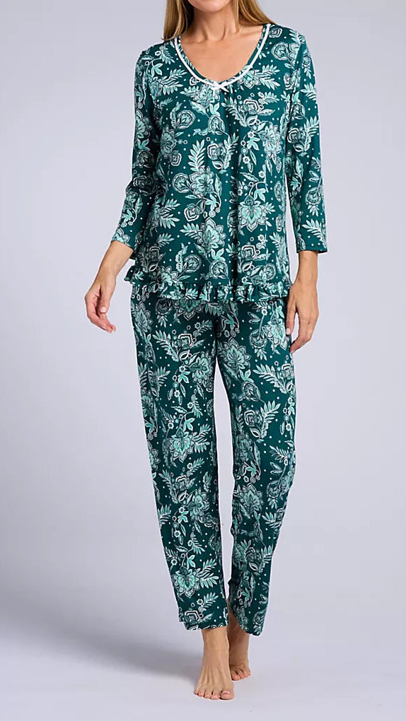 Ellen Tracy + My BrandsJersey 3/4 Sleeve PJ Set w/ Long Pant N70038-315