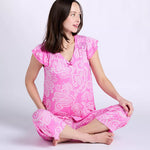 Ellen Tracy + My BrandsShort Sleeve PJ Set w/ Cropped Pant N70058-PINK
