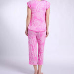 Ellen Tracy + My BrandsShort Sleeve PJ Set w/ Cropped Pant N70058-PINK