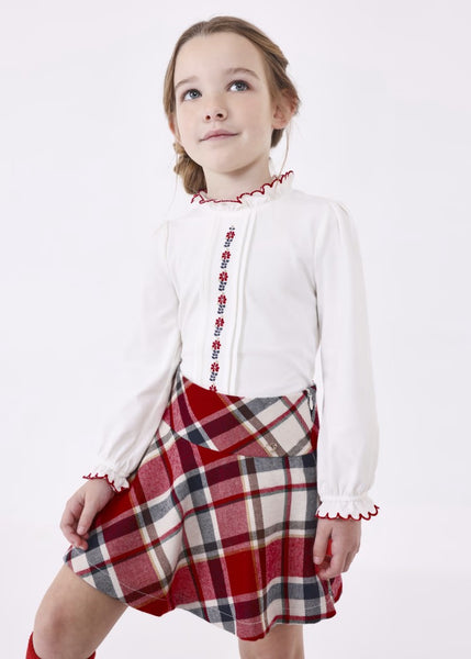 Better Cotton embroidered blouse for girls Ref.  13-04196-031/Girl's printed skirt Ref.  13-04902-038