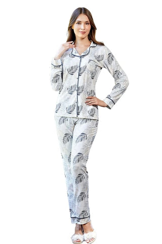 BUTTONED LONG SLEEVE MODAL PAJAMA SET FLZ 89-43